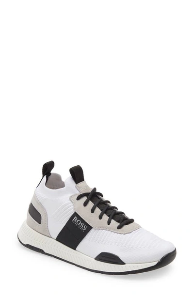 Shop Hugo Boss Titanium Sneaker In White/ Black
