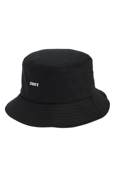 Shop Obey Bold Embroidered Cotton Twill Bucket Hat In Black