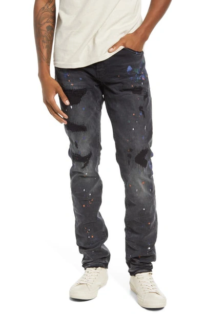 Shop Purple Distressed Skinny Leg Jeans In Black Paint Repair