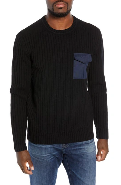 Shop Ag Delta Slim Fit Wool Blend Sweater In True Black