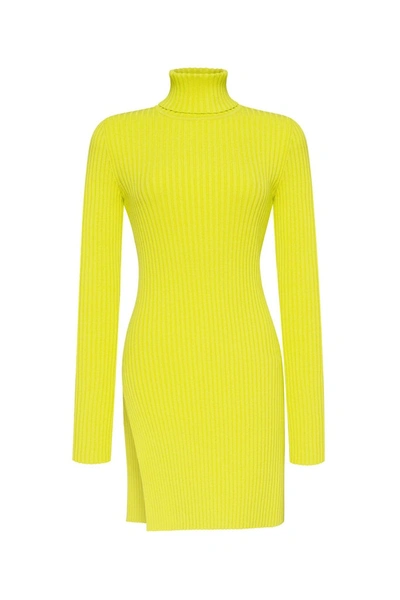 Shop Olenich O-fw21-79 Lemon Yellow Turtleneck Sweater In Lemon-yellow