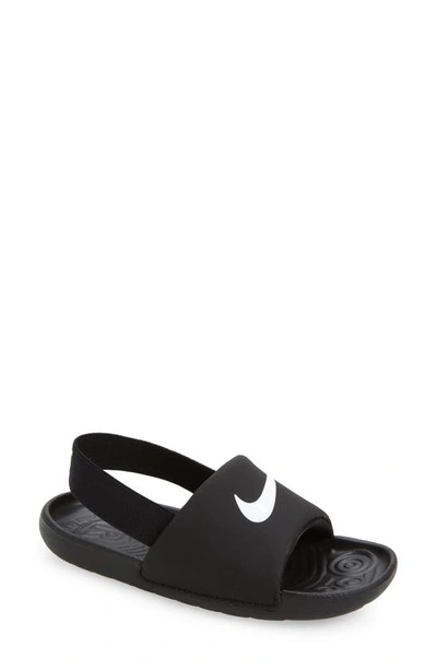 Shop Nike Kids' Kawa Slingback Slide In Black/ White
