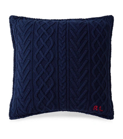 Shop Ralph Lauren Highland Square Cushion Cover (50cm X 50cm) In Navy