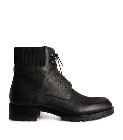 Shop Christian Louboutin Trapman Leather Boots In Navy