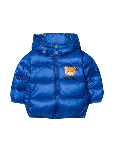 Shop Moschino Baby Blue Down Jacket