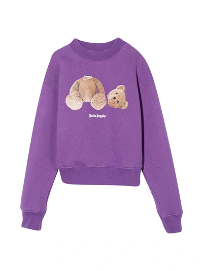 Shop Palm Angels Purple Sweatshirt With Print In Viola