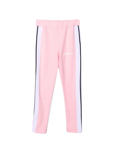 Shop Palm Angels Pink Trousers In Rosa/bianco