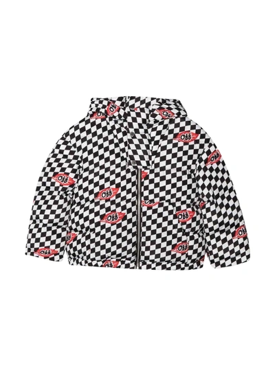 Shop Off-white Checkered Print Down Jacket In Nero/bianco