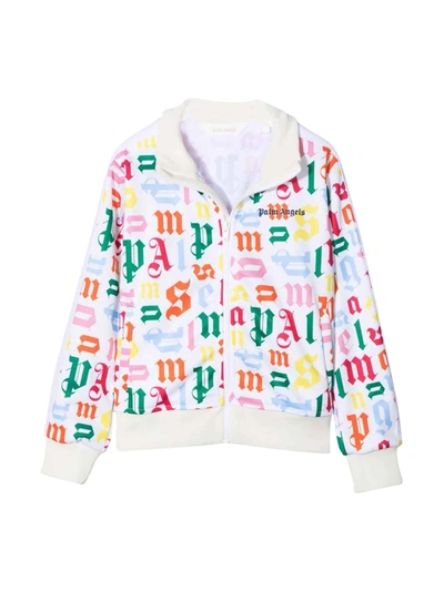 Shop Palm Angels White Jacket With Multicolor Print