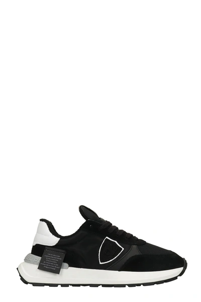 Shop Philippe Model Antibes Sneakers In Black Suede And Fabric