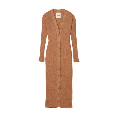 Shop Aeron Tierra Ribbed-knit Midi Dress In Rust