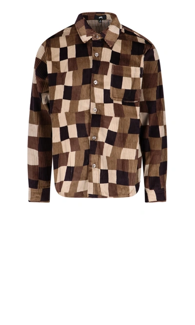 Shop Stussy Wobbly Check Shirt In Brown