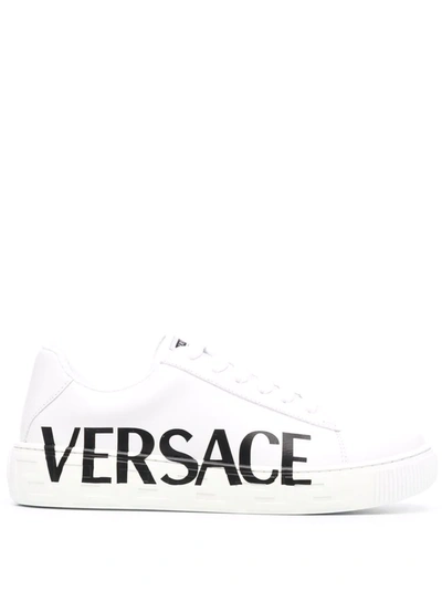Versace Greca Logo-print Lace-up Trainers In White