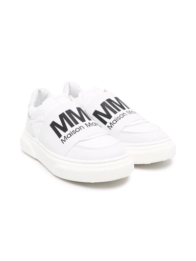 Mm6 Maison Margiela Logo Leather Blend Slip-on Sneakers In White