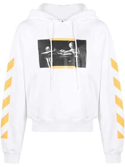 Shop Off-white Caravaggio Painting Diag-stripe Hoodie In White
