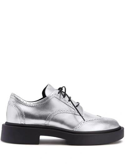 Shop Giuseppe Zanotti Harold Metallic-effect Brogues In Silver