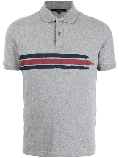 Shop Gucci Stripe Print Polo Shirt In Grey