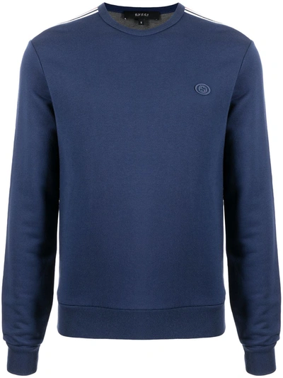 Shop Gucci Logo Patch Sweatshirt In Blue