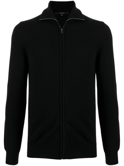 Shop Gucci Zip-up Pullover In Black