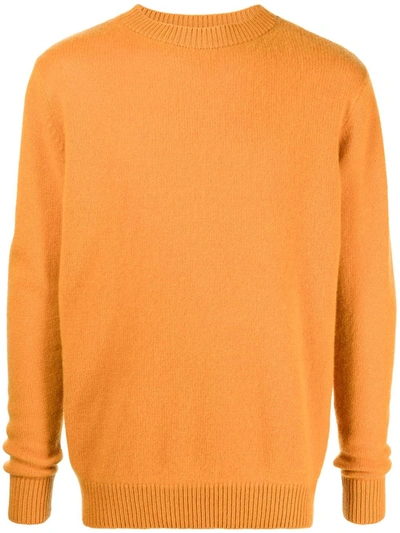 Shop The Elder Statesman Fine Knit Cashmere Crewneck Jumper In Orange