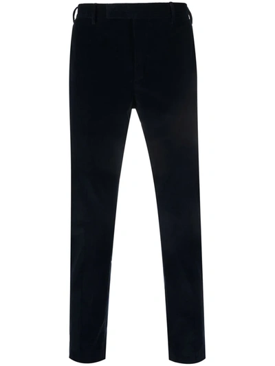 Shop Pt01 Slim-fit Velvet Trousers In Blue