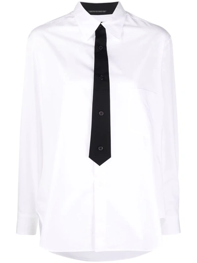 Shop Yohji Yamamoto Tie-detail Cotton Shirt In White