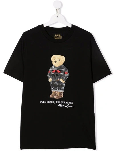 Shop Ralph Lauren Polo Bear Cotton T-shirt In Black