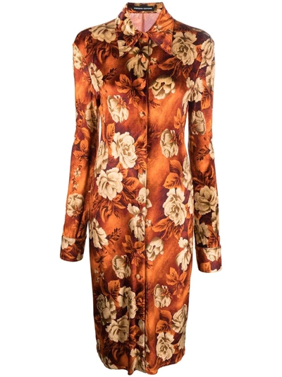 Shop Kwaidan Editions All-over Floral Print Dress In Orange