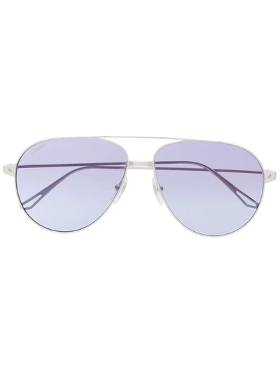 Shop Cartier Pilot-frame Sunglasses In Silver