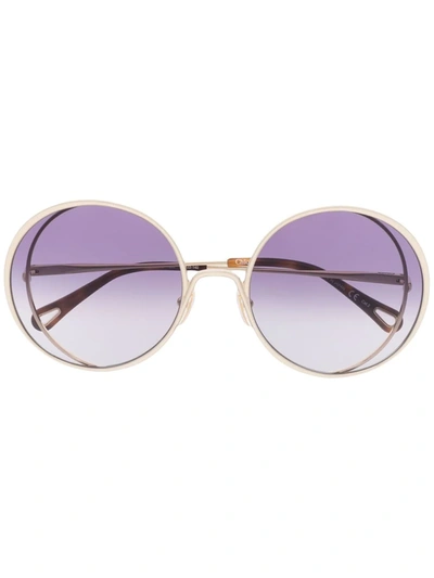 Shop Chloé Tayla Round Oversized Sunglasses In Neutrals
