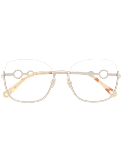 Shop Chloé Sofya Oversize Frame Glasses In Gold