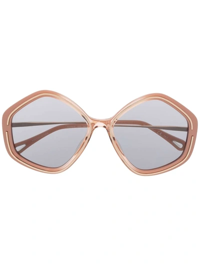Shop Chloé Kheene Oversize Frame Sunglasses In Neutrals