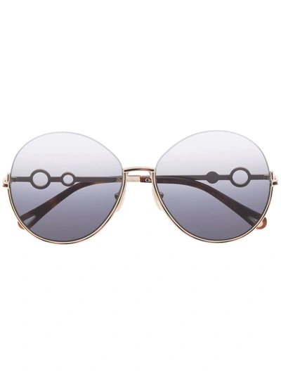 Shop Chloé Sofya Round Frame Sunglasses In Gold