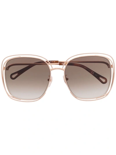 Shop Chloé Oversize Frame Sunglasses In Metallic