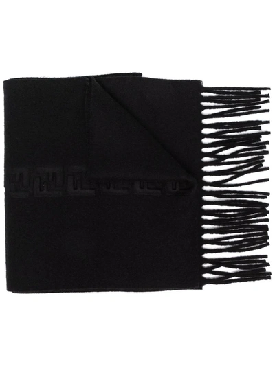 Shop Fendi Logo-embossed Cashmere Scarf In Black