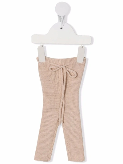 Babe And Tess Knit Ribbed Leggings In Neutrals