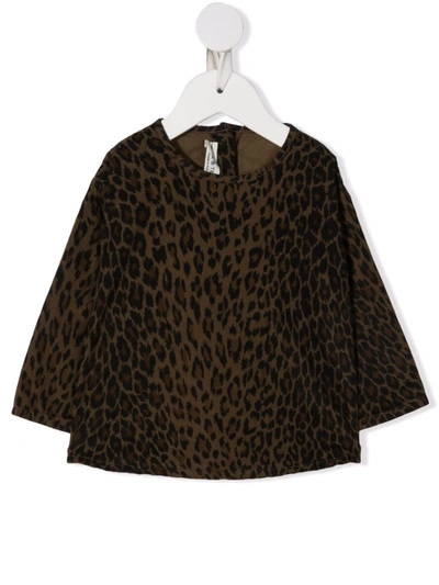 Babe And Tess Animal Print Blouse In Brown