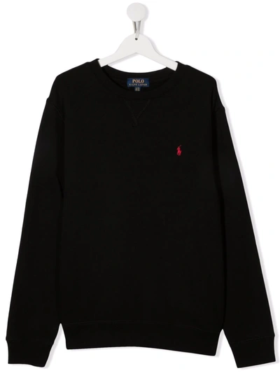 Shop Ralph Lauren Embroidered Logo Sweatshirt In Black