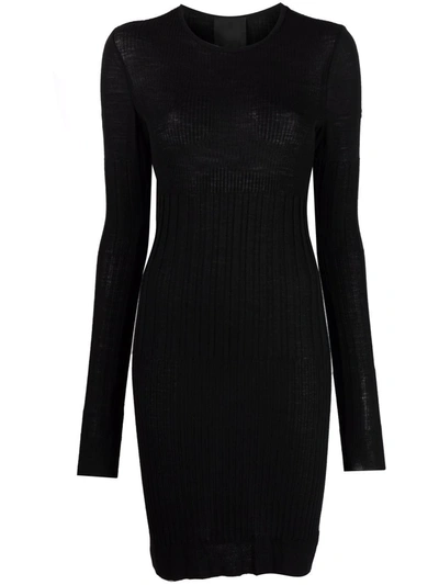 Shop Givenchy Ribbed-knit Wool Dress In Black