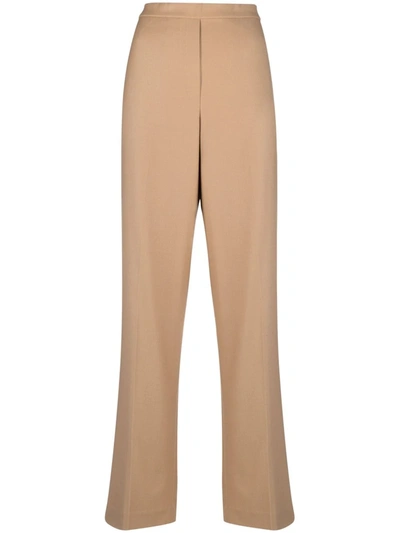 Shop Theory High-waisted Wide-leg Trousers In Neutrals