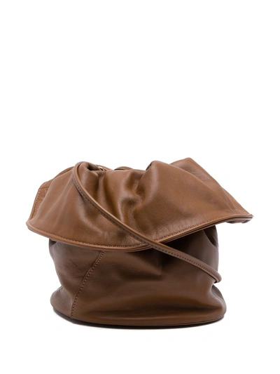 Shop Little Liffner Foldover Top Bucket Bag In Braun