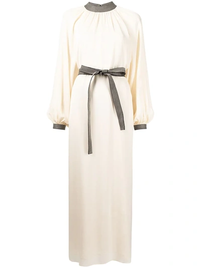 Tory Burch Crepe Caftan Silk Dress In French Cream | ModeSens