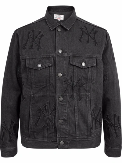 Shop Supreme X New York Yankees Denim Trucker Jacket In Black