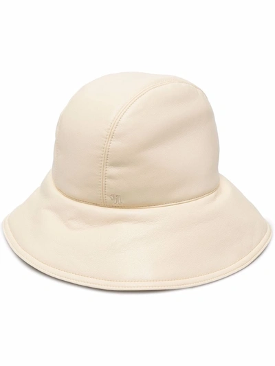 Shop Nanushka Cameron Padded Bucket Hat In Nude
