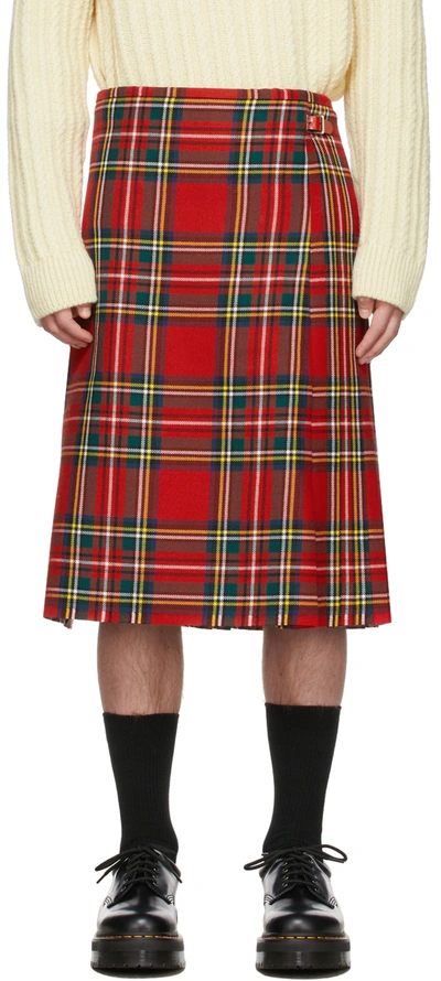 Shop Molly Goddard Red Tartan Finn Kilt Skirt