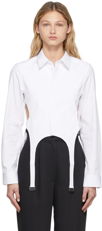 Shop Dion Lee White Garter Bib Shirt