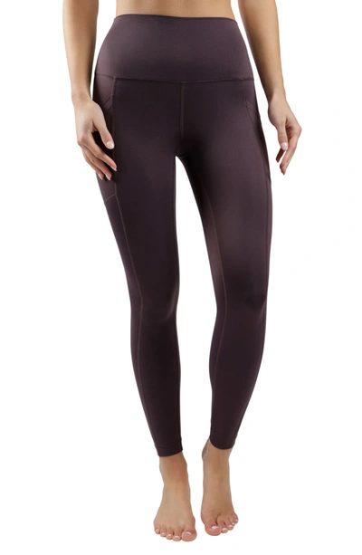 Yogalicious Carbon Lux Elastic-free High Waist Side Pocket Active Leggings  In Fig Sugar