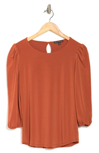 Shop Adrianna Papell Solid Moss Crepe Scoop Neck Top In Auburn