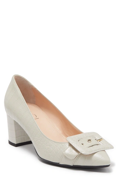 Shop Agl Attilio Giusti Leombruni Buckle Pump In Off White Croc Print