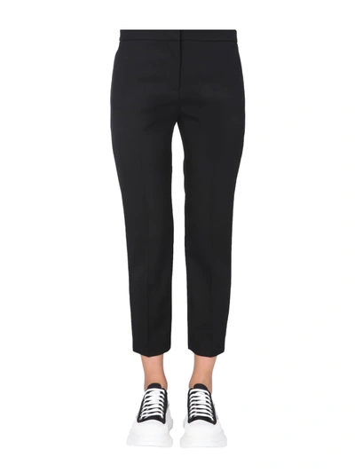 Shop Alexander Mcqueen Cropped Straight Trousers In Nero
